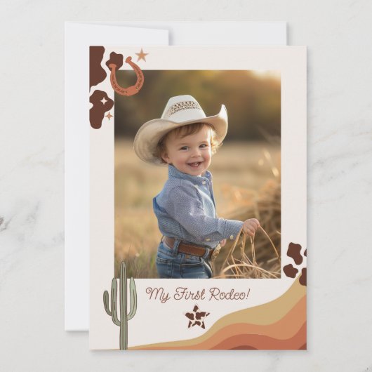 Eerste rodeo 1e verjaardag Westerne cowboyfoto Kaart (Achterkant)