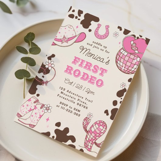 Eerste rodeo 1e verjaardag wilde een meisje foto kaart