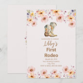 Eerste Rodeo, 1e verjaardagsfeest uitnodiging (Voorkant / Achterkant)