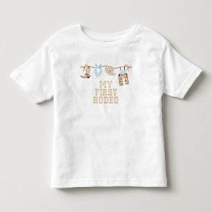 Eerste Rodeo Baby Blue en tan Birthday Kinder Shirts