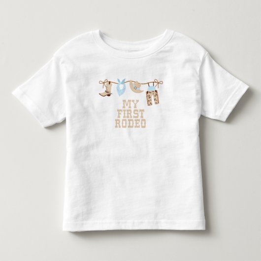 Eerste Rodeo Babyblauw en bruin Verjaardag  Kinder Shirts (Voorkant)