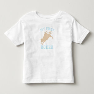 Eerste Rodeo Babyblauw en bruin Verjaardag  Kinder Shirts