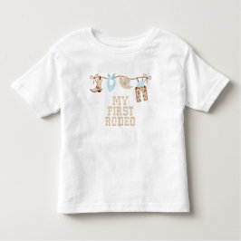 Eerste Rodeo Babyblauw en lichtbruin Verjaardag  Kinder Shirts