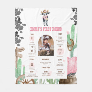 Eerste Rodeo Babykoe Wilde Westen Mijlpaal Bord Fleece Deken