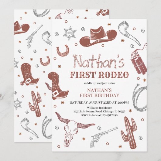 Eerste Rodeo Birthday Kaart (Voorkant / Achterkant)