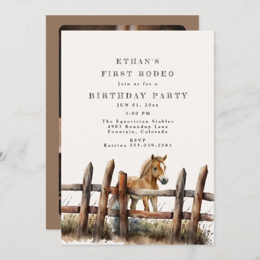 Eerste Rodeo Birthday Kaart (Voorkant / Achterkant)