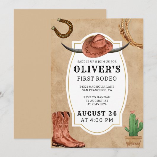 Eerste Rodeo Birthday Kaart (Voorkant / Achterkant)