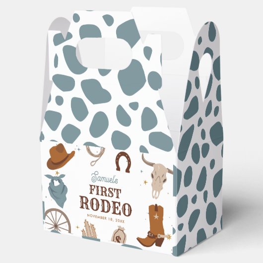 Eerste Rodeo Blue Wild West Boy Eerste Verjaardag Bedankdoosjes (Geopend)