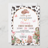 Eerste Rodeo Bows Roze Cowgirl Verjaardag Kaart (Voorkant)