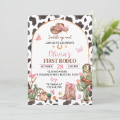 Eerste Rodeo Bows Roze Cowgirl Verjaardag Kaart (Staand voorkant)