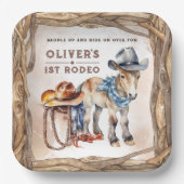 Eerste RODEO | Boy Cowboy 1st Birthday Paper Bord (Voorkant)