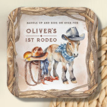 Eerste RODEO | Boy Cowboy 1st Birthday Paper Bord