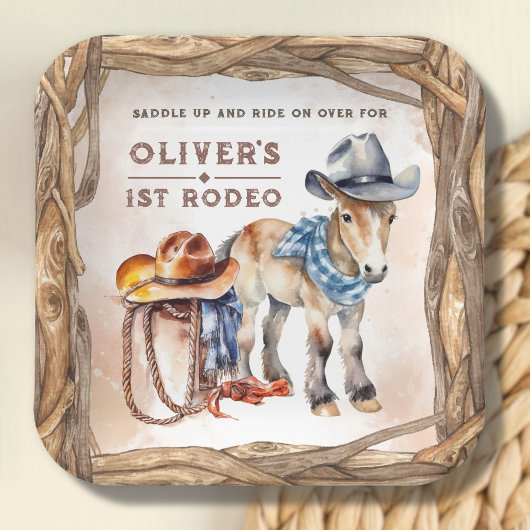 Eerste RODEO | Boy Cowboy 1st Birthday Paper Bord