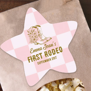 Eerste Rodeo Bruine Cowgirl Laarzen 1e Verjaardag Ster Sticker