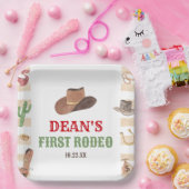 Eerste Rodeo Cowboy 1e Eerste Verjaardagsfeest Papieren Bordje (Feest)
