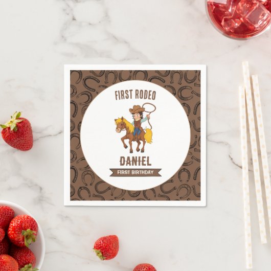 Eerste Rodeo Cowboy 1e verjaardag Servet (Insitu)