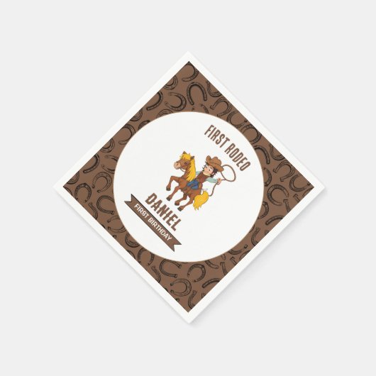 Eerste Rodeo Cowboy 1e verjaardag Servet (Hoek)