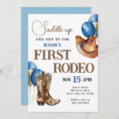 Eerste Rodeo Cowboy 1e verjaardag uitnodiging (Voorkant / Achterkant)