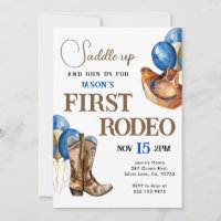 Eerste Rodeo Cowboy 1e verjaardag uitnodiging