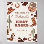 Eerste Rodeo Cowboy 1e verjaardagsfeestje Welkom Poster (Voorkant)