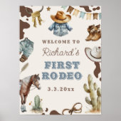 Eerste Rodeo Cowboy 1e verjaardagsfeestje Welkom Poster (Voorkant)