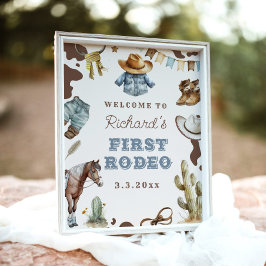 Eerste Rodeo Cowboy 1e verjaardagsfeestje Welkom Poster