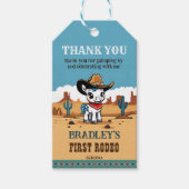 Eerste Rodeo cowboy baby paard verjaardagsfeestje  Cadeaulabel (Voorkant)