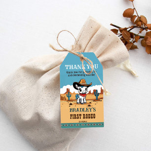 Eerste Rodeo cowboy baby paard verjaardagsfeestje Cadeaulabel