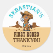 Eerste Rodeo cowboy baby paard verjaardagsfeestje  Ronde Sticker (Voorkant)