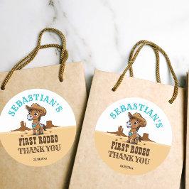 Eerste Rodeo cowboy baby paard verjaardagsfeestje  Ronde Sticker