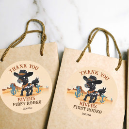 Eerste Rodeo cowboy baby paard verjaardagsfeestje  Ronde Sticker