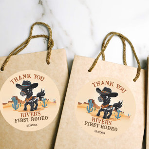 Eerste Rodeo cowboy baby paard verjaardagsfeestje Ronde Sticker