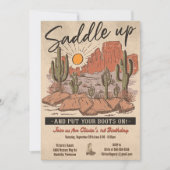 Eerste Rodeo Cowboy Birthday Party opzadelen Kaart (Voorkant)