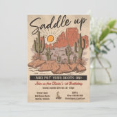 Eerste Rodeo Cowboy Birthday Party opzadelen Kaart (Staand voorkant)