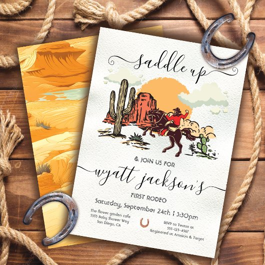 Eerste Rodeo Cowboy Birthday Party opzadelen Kaart