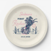 Eerste Rodeo Cowboy Birthday Party opzadelen Papieren Bordje (Voorkant)