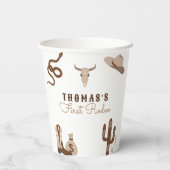 Eerste Rodeo Cowboy Birthday Party Papieren Bekers (Achterkant)