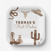 Eerste Rodeo Cowboy Birthday Party Papieren Bordje (Voorkant)