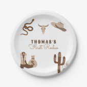 Eerste Rodeo Cowboy Birthday Party Papieren Bordje (Voorkant)