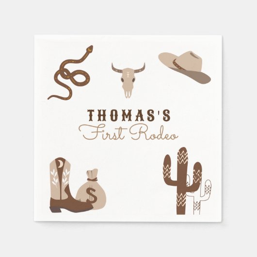Eerste Rodeo Cowboy Birthday Party Servet (Voorkant)
