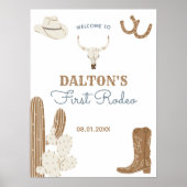 Eerste Rodeo Cowboy Birthday Party WelkomstPoster Poster (Voorkant)
