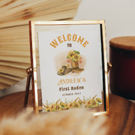 Eerste Rodeo Cowboy Birthday Party WelkomstPoster Poster