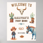 Eerste Rodeo Cowboy Birthday Party WelkomstPoster Poster (Voorkant)