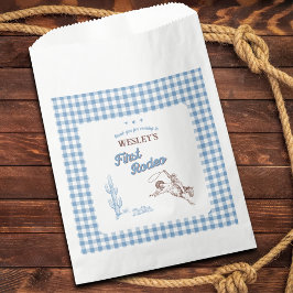 Eerste Rodeo Cowboy Blauw Geruit 1e Verjaardagsfee Bedankzakje