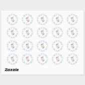 Eerste Rodeo Cowboy Blauwe Gingham Chic Ronde Sticker (Vel)