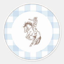 Eerste Rodeo Cowboy Blauwe Gingham Chic 