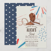 Eerste Rodeo Cowboy Cowgirl Vuurwerk 1e Verjaardag Kaart (Voorkant / Achterkant)