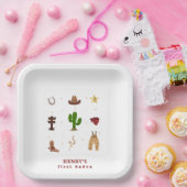 Eerste Rodeo Cowboy Kids verjaardag uitnodiging Papieren Bordje (Feest)