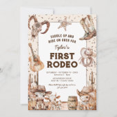 Eerste Rodeo Cowboy Kinder 1e Verjaardagsuitnodigi Kaart (Voorkant)