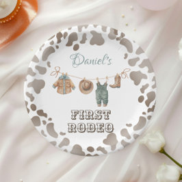 Eerste Rodeo Cowboy kleding jongen verjaardag Papieren Bordje